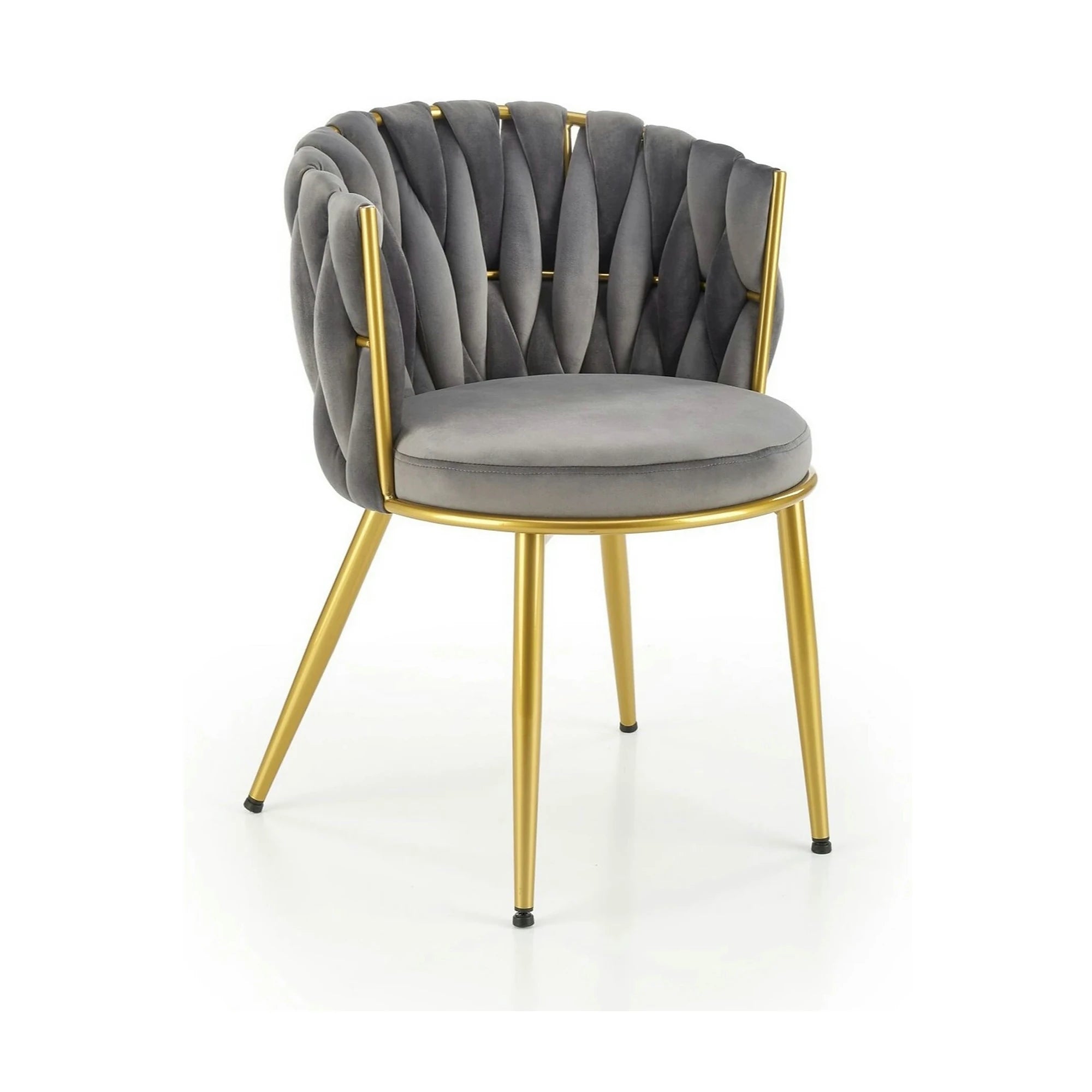 Scaun de dining K517, gri/auriu, stofa catifelata/metal, 57x60x79 cm