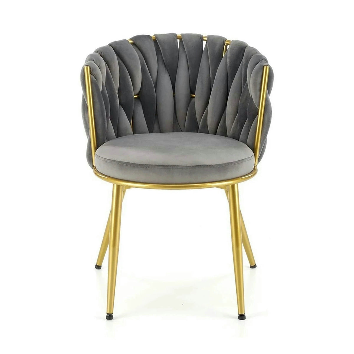 Scaun de dining K517, gri/auriu, stofa catifelata/metal, 57x60x79 cm