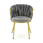 Scaun de dining K517, gri/auriu, stofa catifelata/metal, 57x60x79 cm