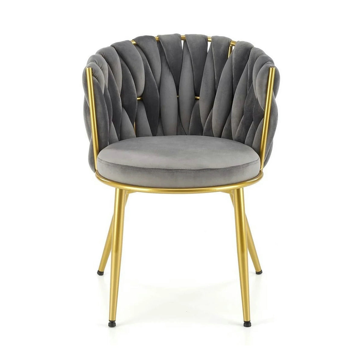 Scaun de dining K517, gri/auriu, stofa catifelata/metal, 57x60x79 cm