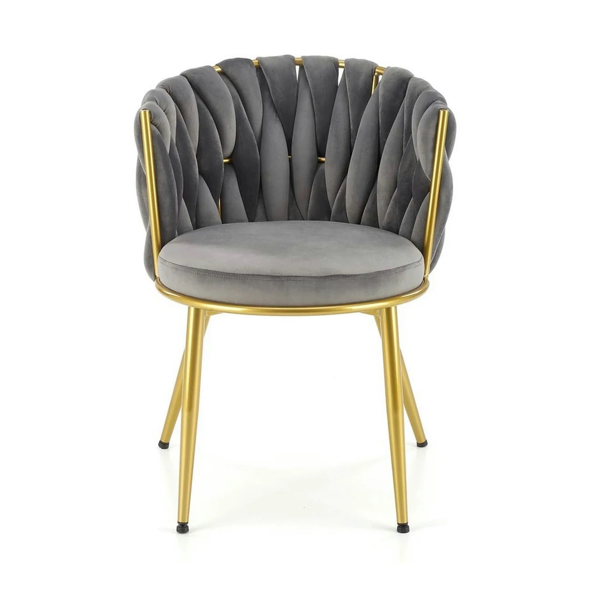 Scaun de dining K517, gri/auriu, stofa catifelata/metal, 57x60x79 cm