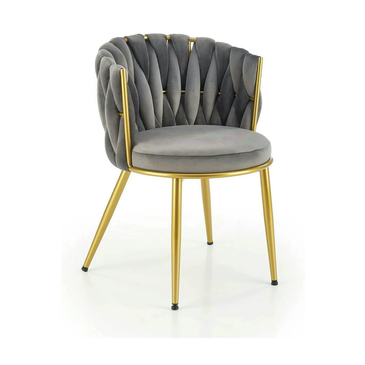 Scaun de dining K517, gri/auriu, stofa catifelata/metal, 57x60x79 cm