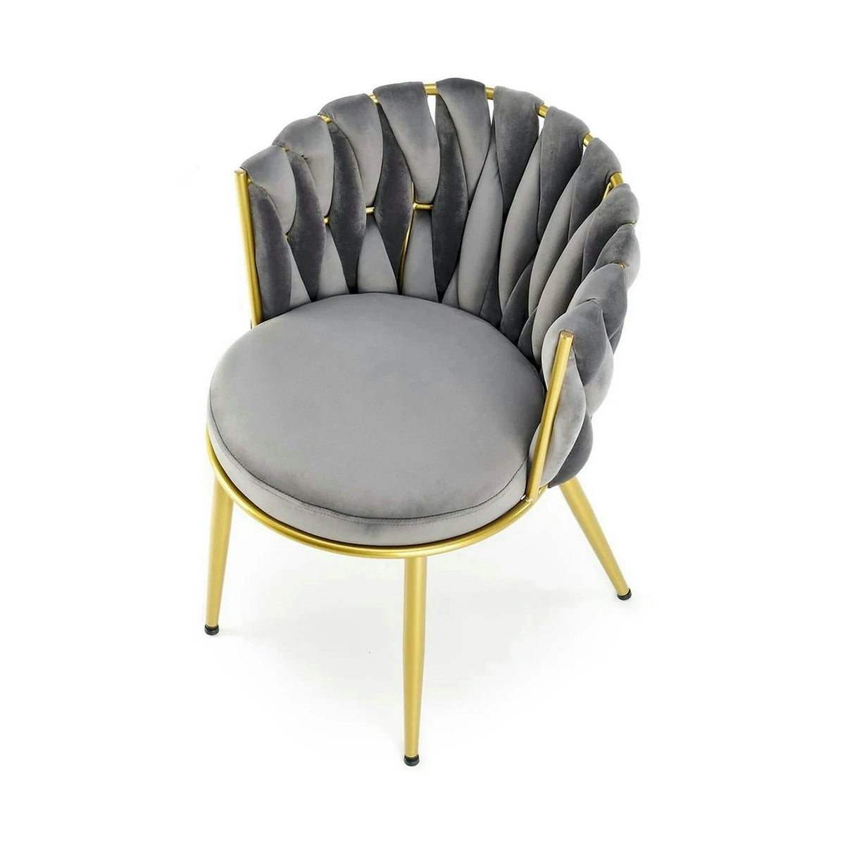 Scaun de dining K517, gri/auriu, stofa catifelata/metal, 57x60x79 cm