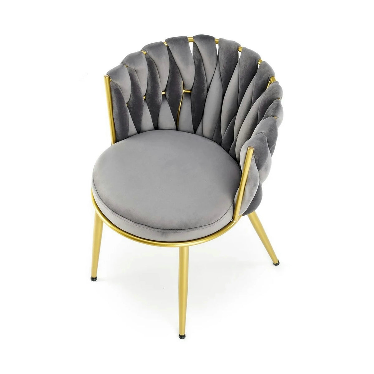 Scaun de dining K517, gri/auriu, stofa catifelata/metal, 57x60x79 cm