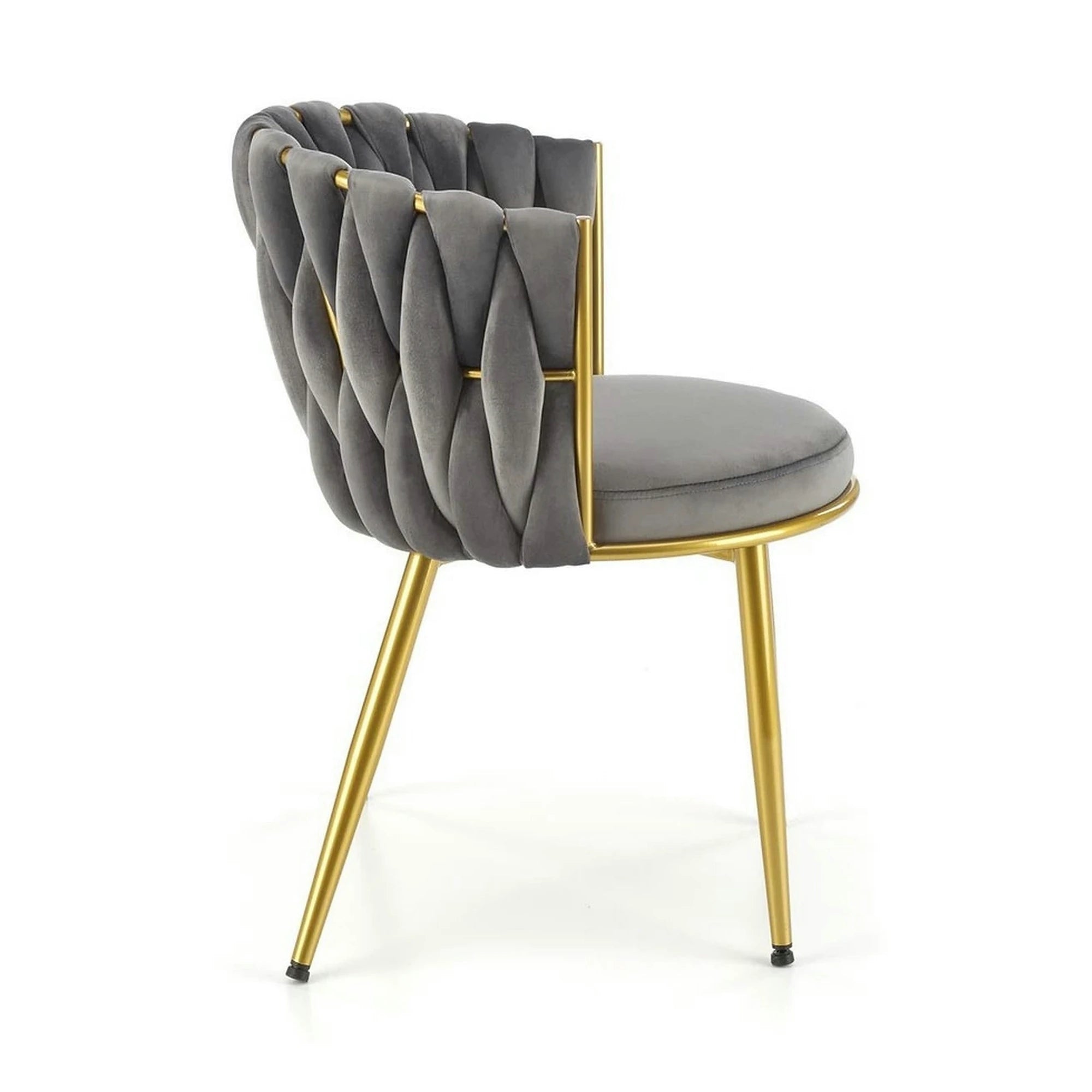 Scaun de dining K517, gri/auriu, stofa catifelata/metal, 57x60x79 cm