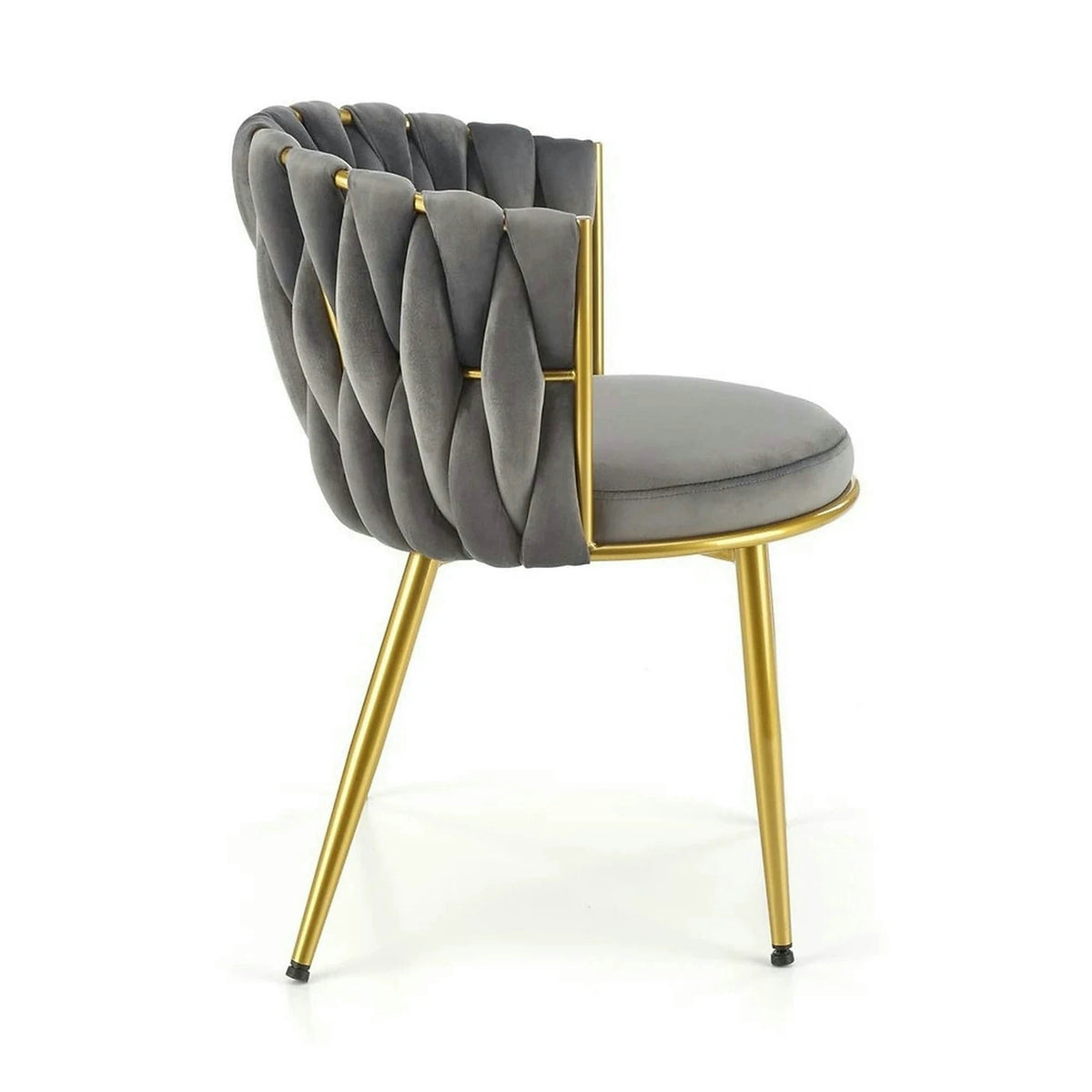 Scaun de dining K517, gri/auriu, stofa catifelata/metal, 57x60x79 cm