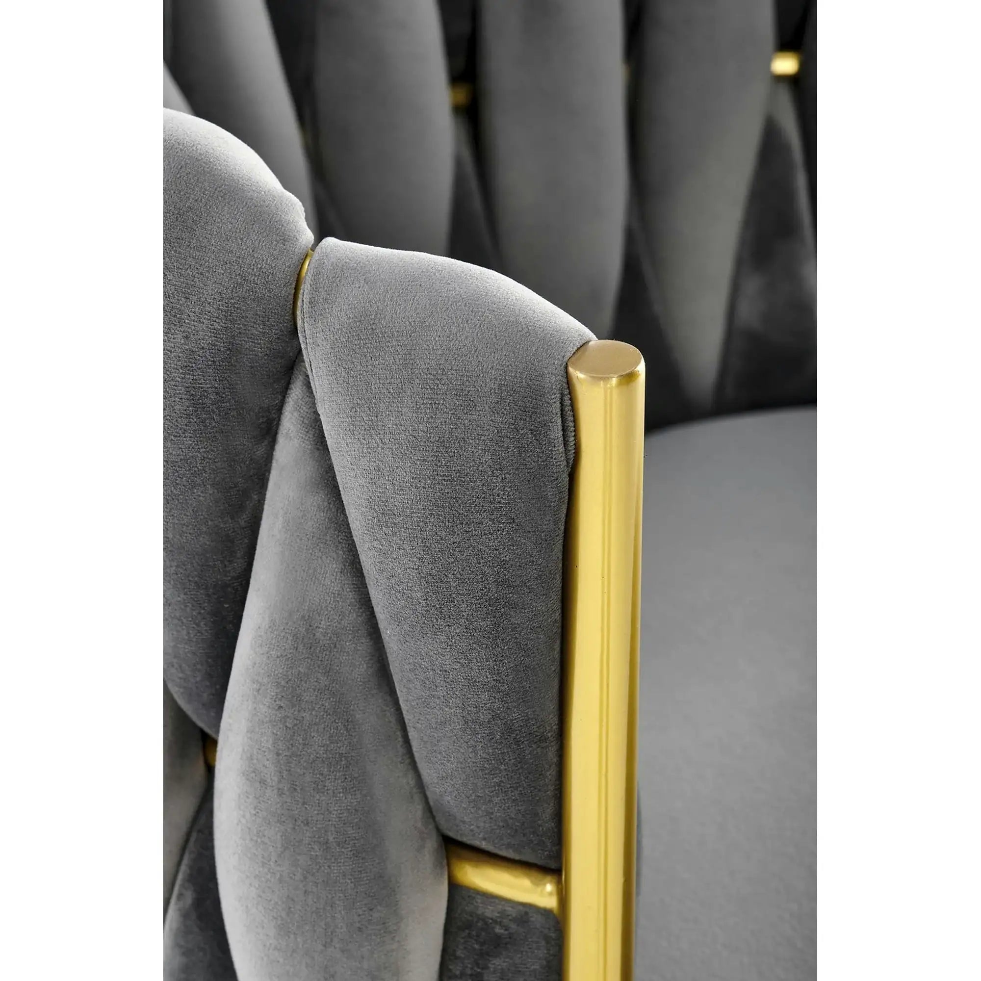 Scaun de dining K517, gri/auriu, stofa catifelata/metal, 57x60x79 cm