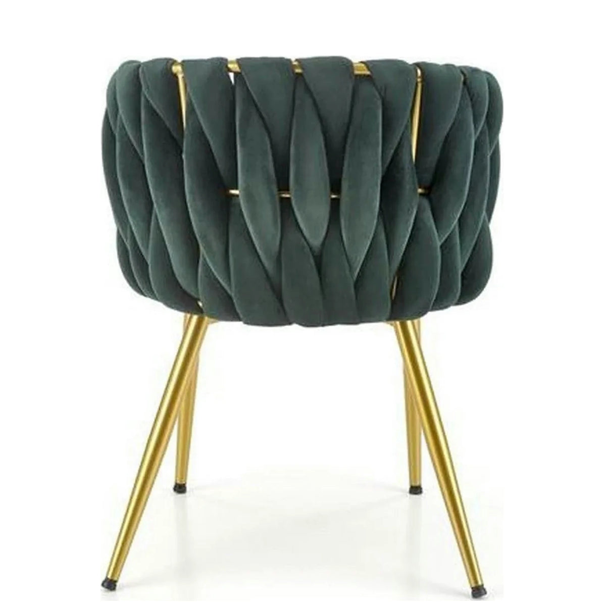 Scaun de dining K517, verde inchis/auriu, stofa catifelata/metal, 57x60x79 cm