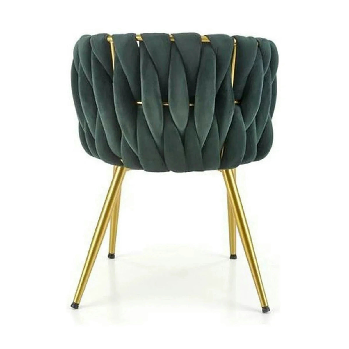 Scaun de dining K517, verde inchis/auriu, stofa catifelata/metal, 57x60x79 cm