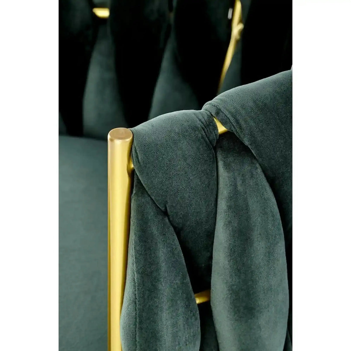 Scaun de dining K517, verde inchis/auriu, stofa catifelata/metal, 57x60x79 cm