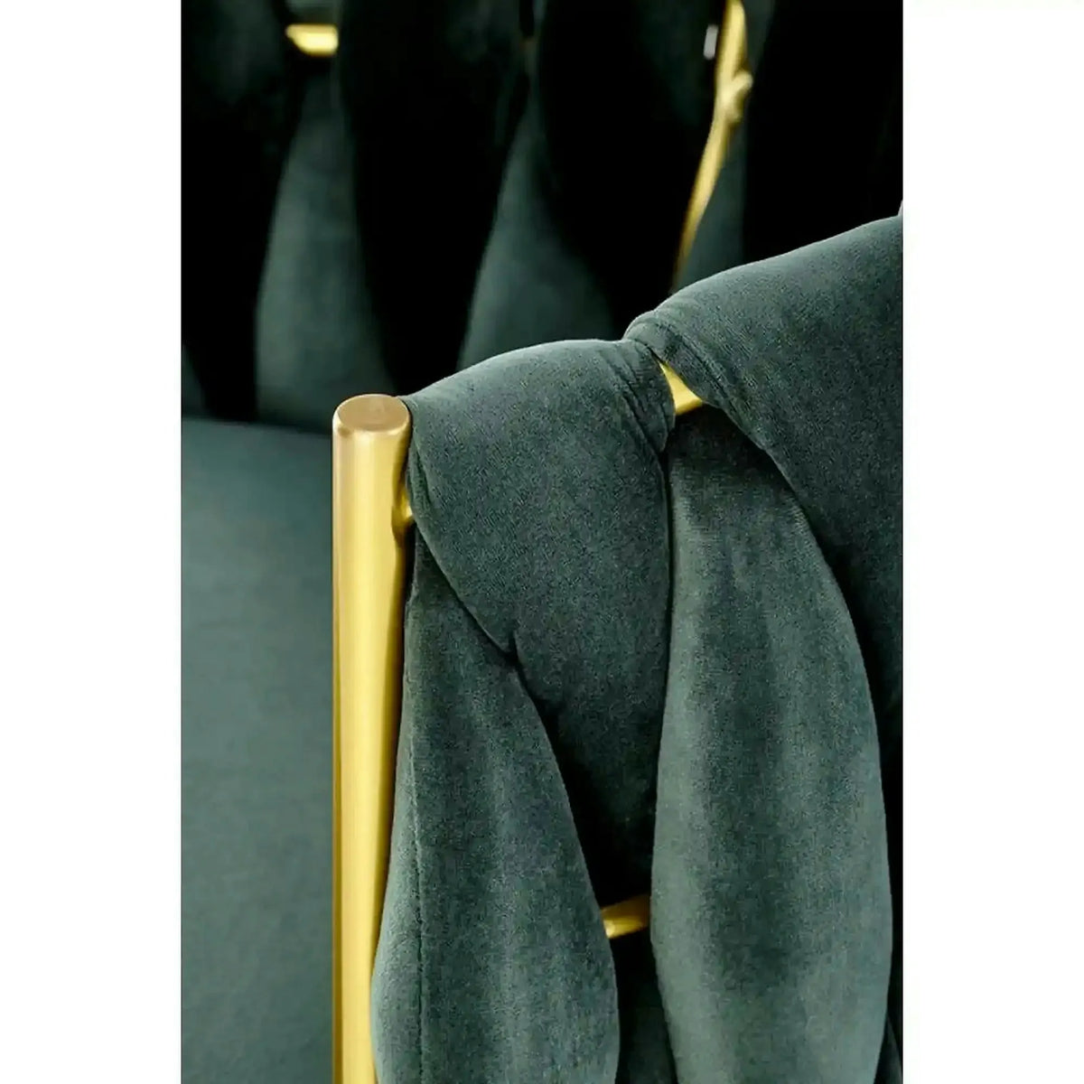 Scaun de dining K517, verde inchis/auriu, stofa catifelata/metal, 57x60x79 cm
