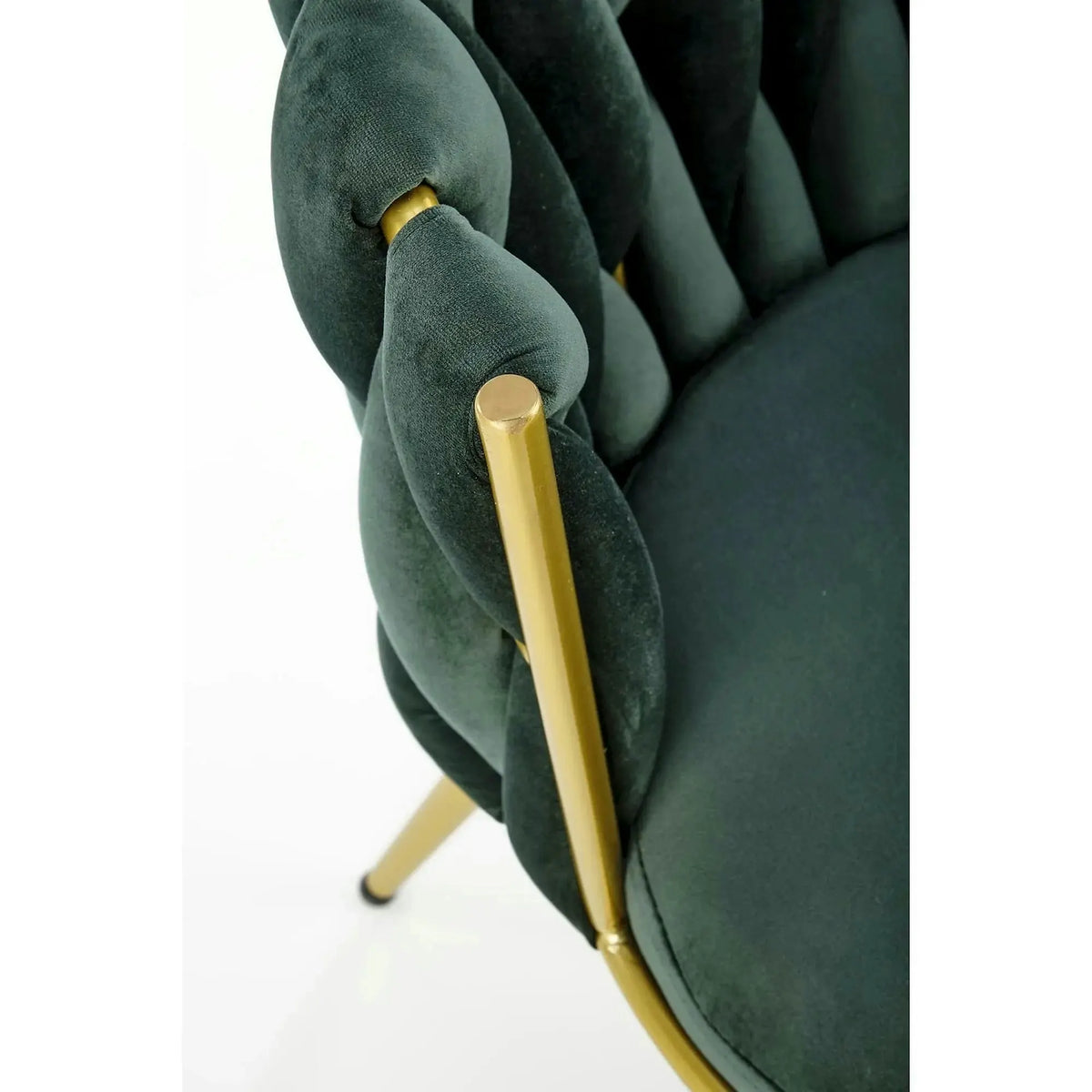 Scaun de dining K517, verde inchis/auriu, stofa catifelata/metal, 57x60x79 cm