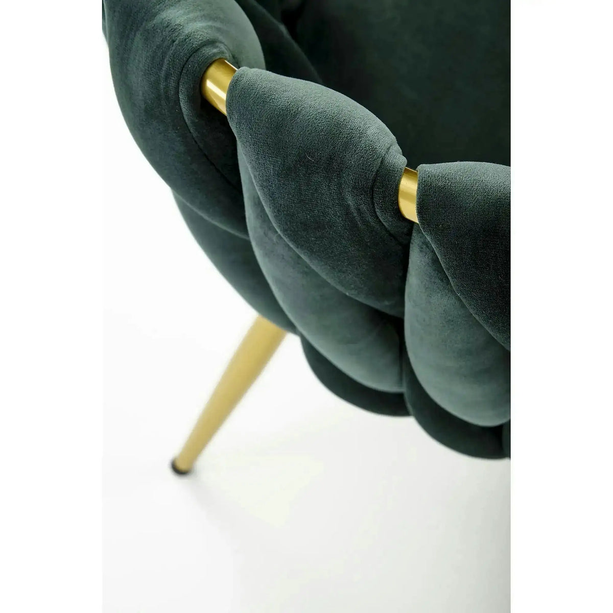 Scaun de dining K517, verde inchis/auriu, stofa catifelata/metal, 57x60x79 cm
