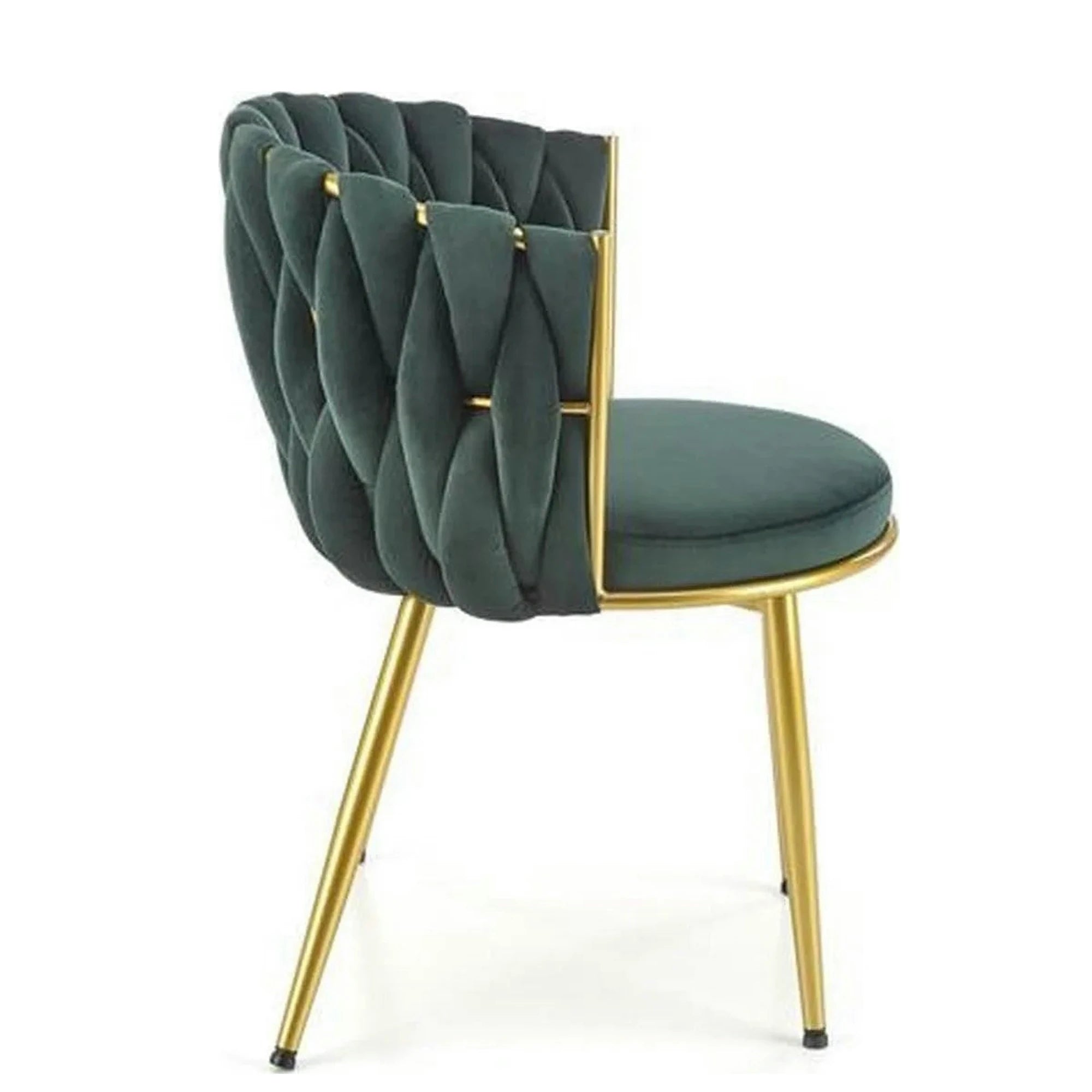 Scaun de dining K517, verde inchis/auriu, stofa catifelata/metal, 57x60x79 cm