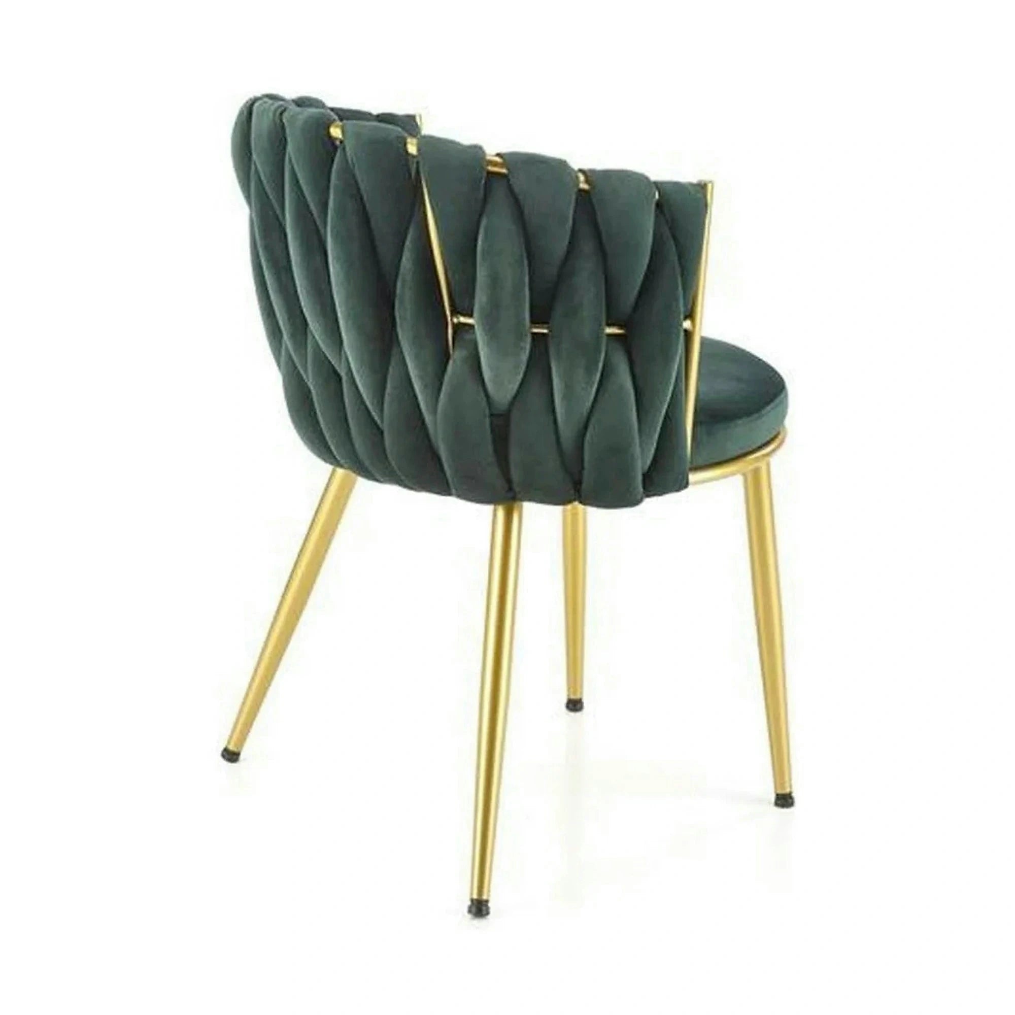 Scaun de dining K517, verde inchis/auriu, stofa catifelata/metal, 57x60x79 cm