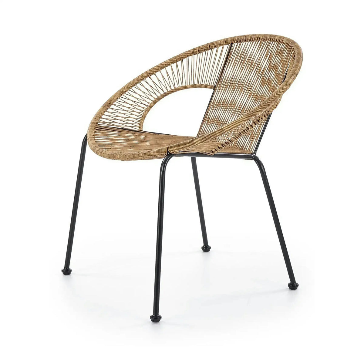 Scaun de gradina BARI, maro/negru, rattan sintetic/otel, 69x60x74x44 cm