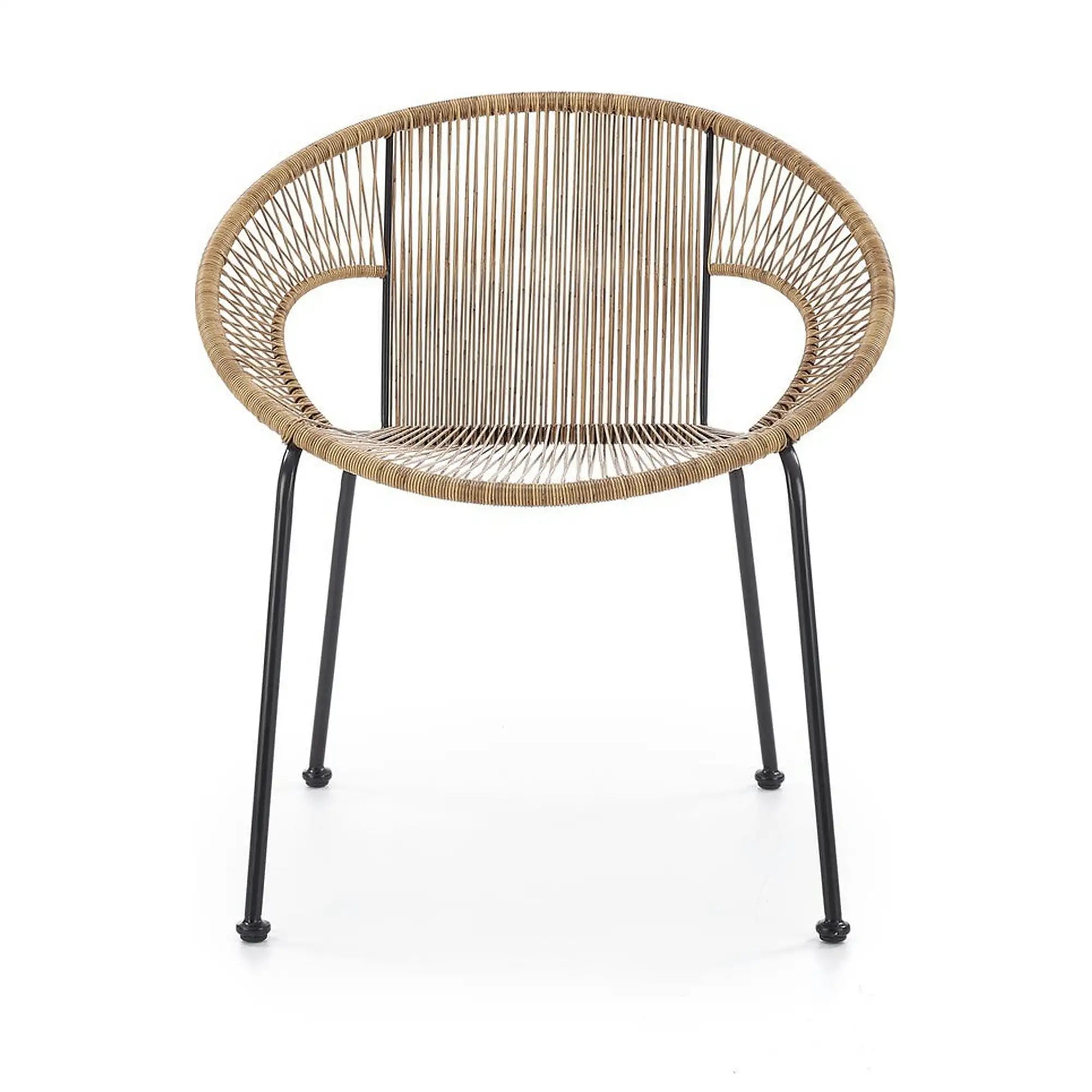 Scaun de gradina BARI, maro/negru, rattan sintetic/otel, 69x60x74x44 cm