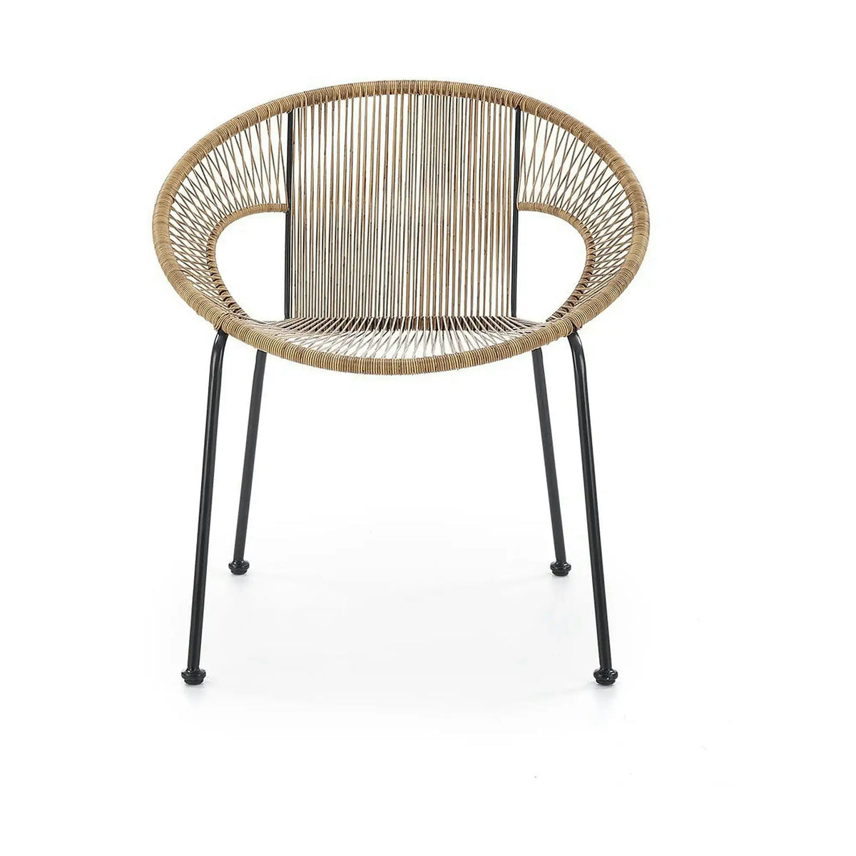 Scaun de gradina BARI, maro/negru, rattan sintetic/otel, 69x60x74x44 cm