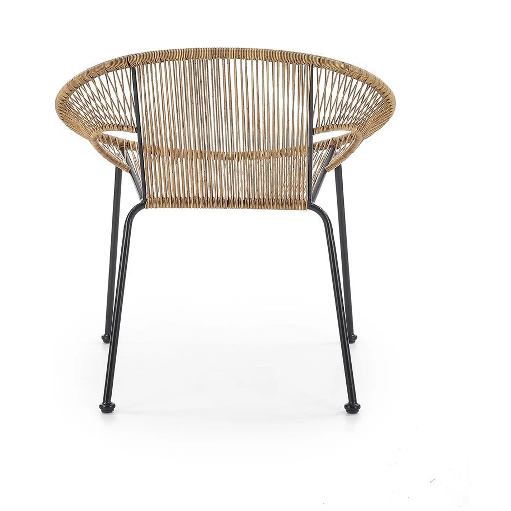 Scaun de gradina BARI, maro/negru, rattan sintetic/otel, 69x60x74x44 cm