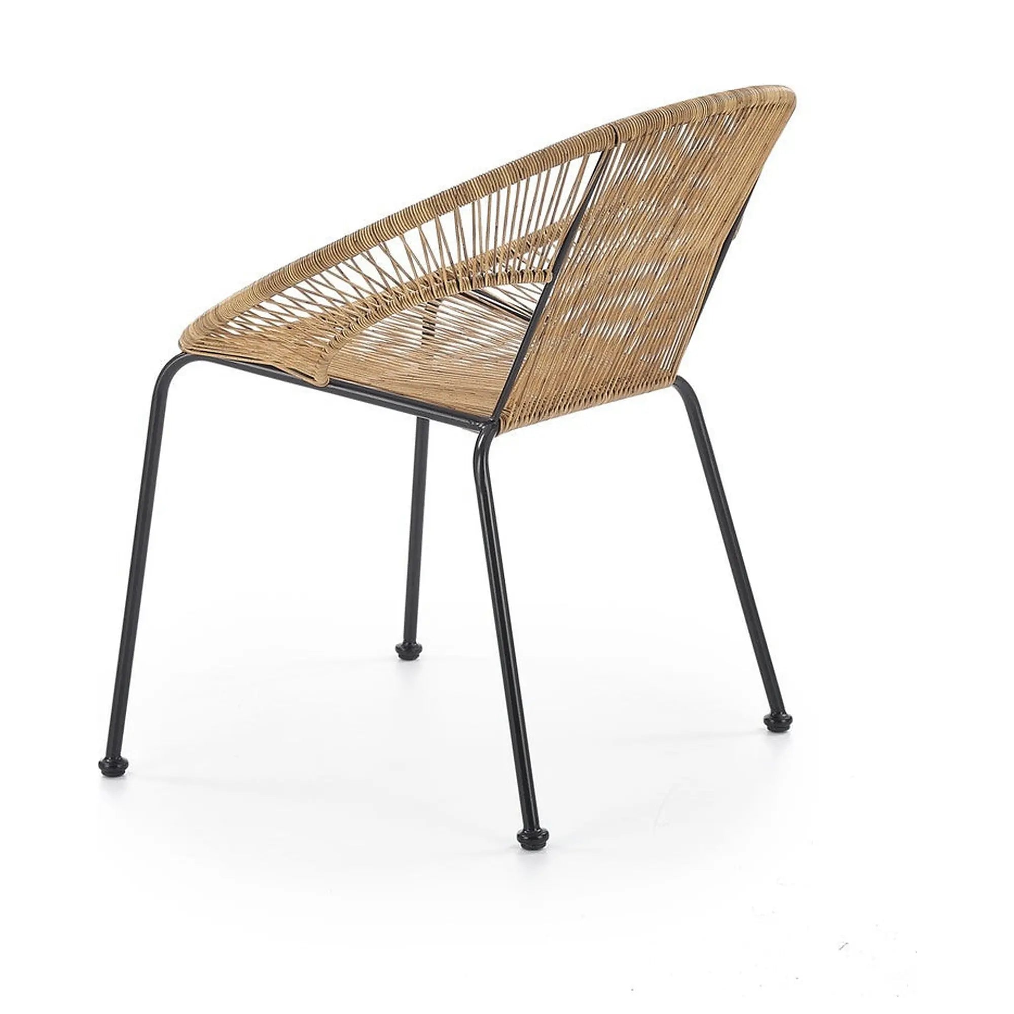 Scaun de gradina BARI, maro/negru, rattan sintetic/otel, 69x60x74x44 cm