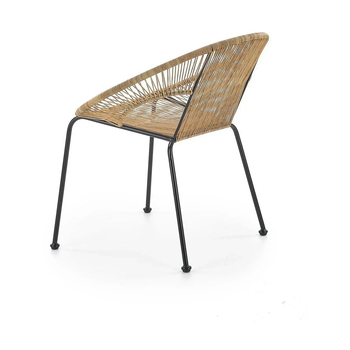 Scaun de gradina BARI, maro/negru, rattan sintetic/otel, 69x60x74x44 cm