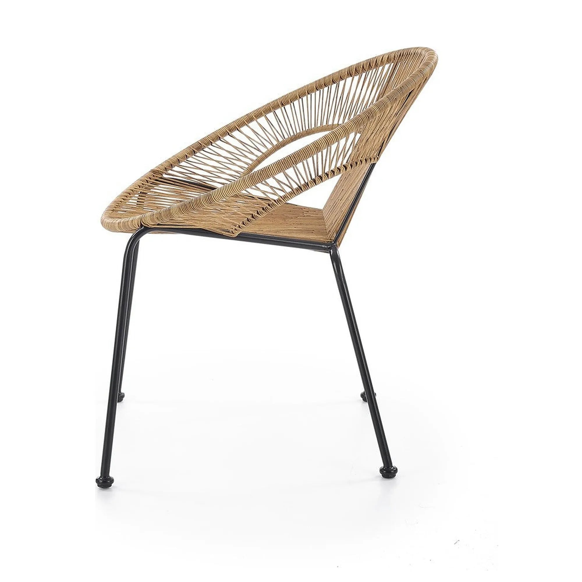 Scaun de gradina BARI, maro/negru, rattan sintetic/otel, 69x60x74x44 cm