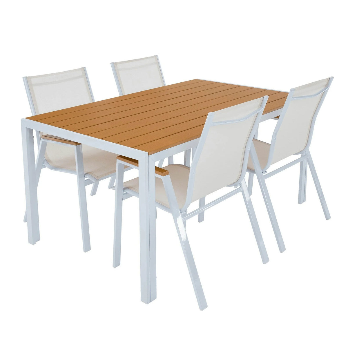 Scaun de gradina BONTO, alb, material textil/otel, 61x56x90 cm