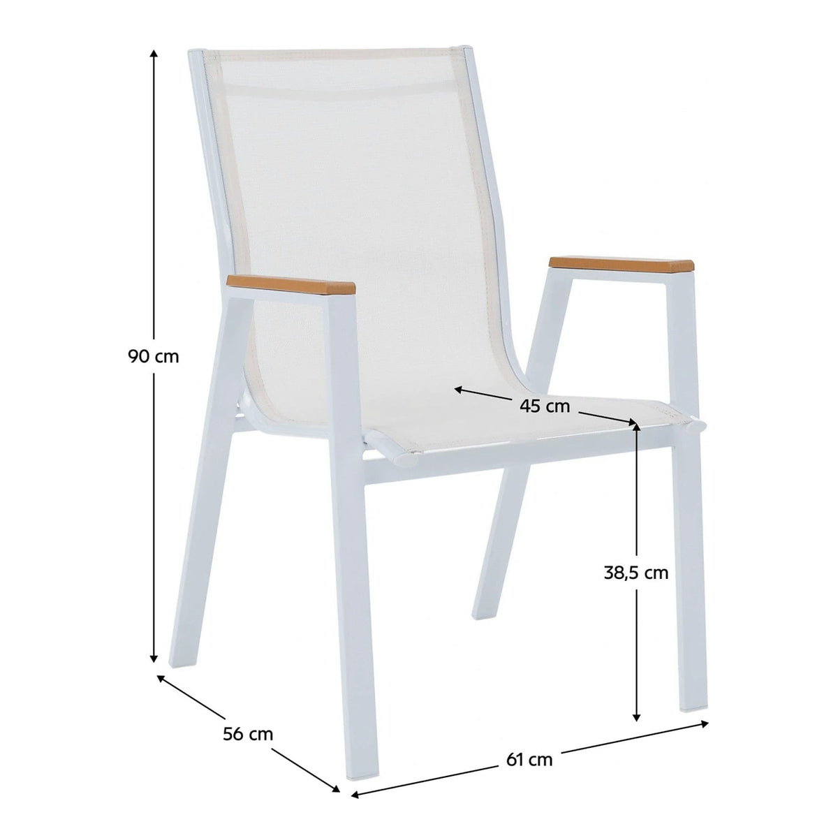 Scaun de gradina BONTO, alb, material textil/otel, 61x56x90 cm