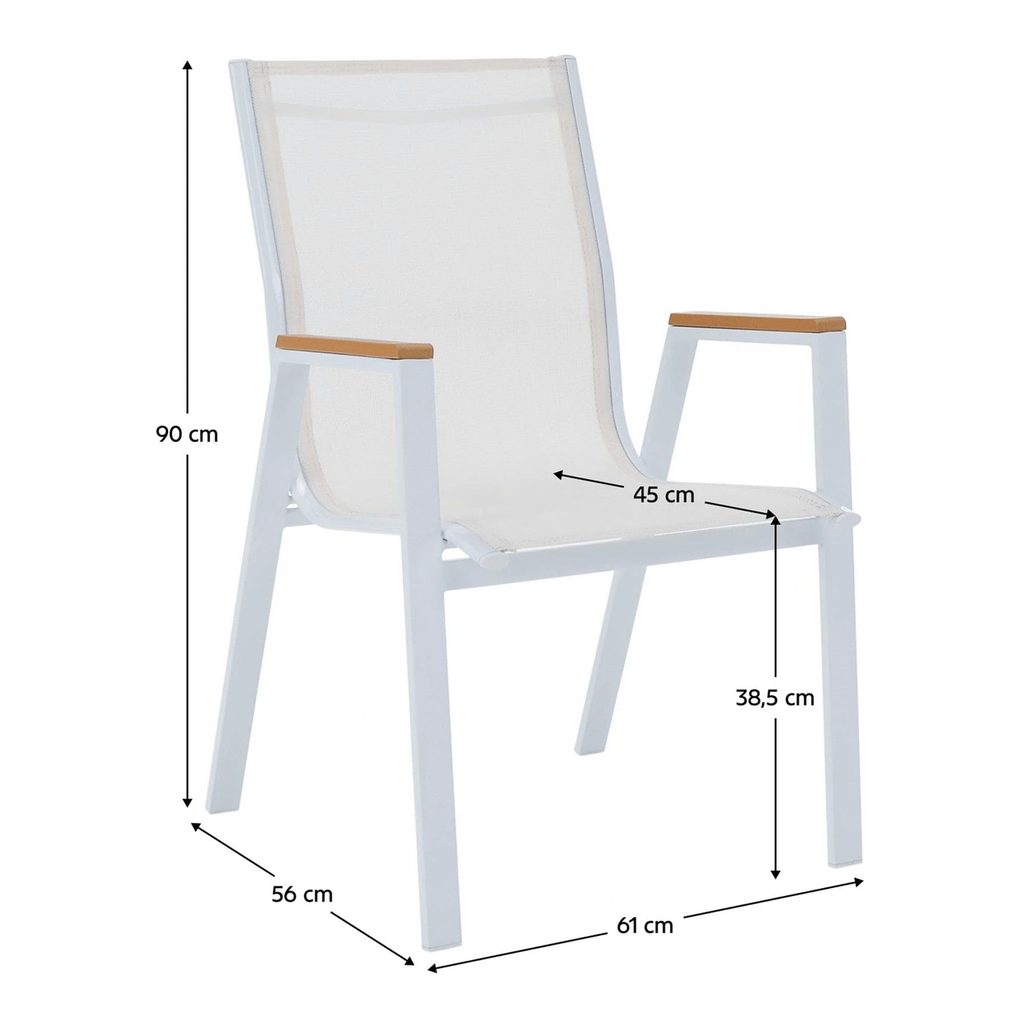 Scaun de gradina BONTO, alb, material textil/otel, 61x56x90 cm