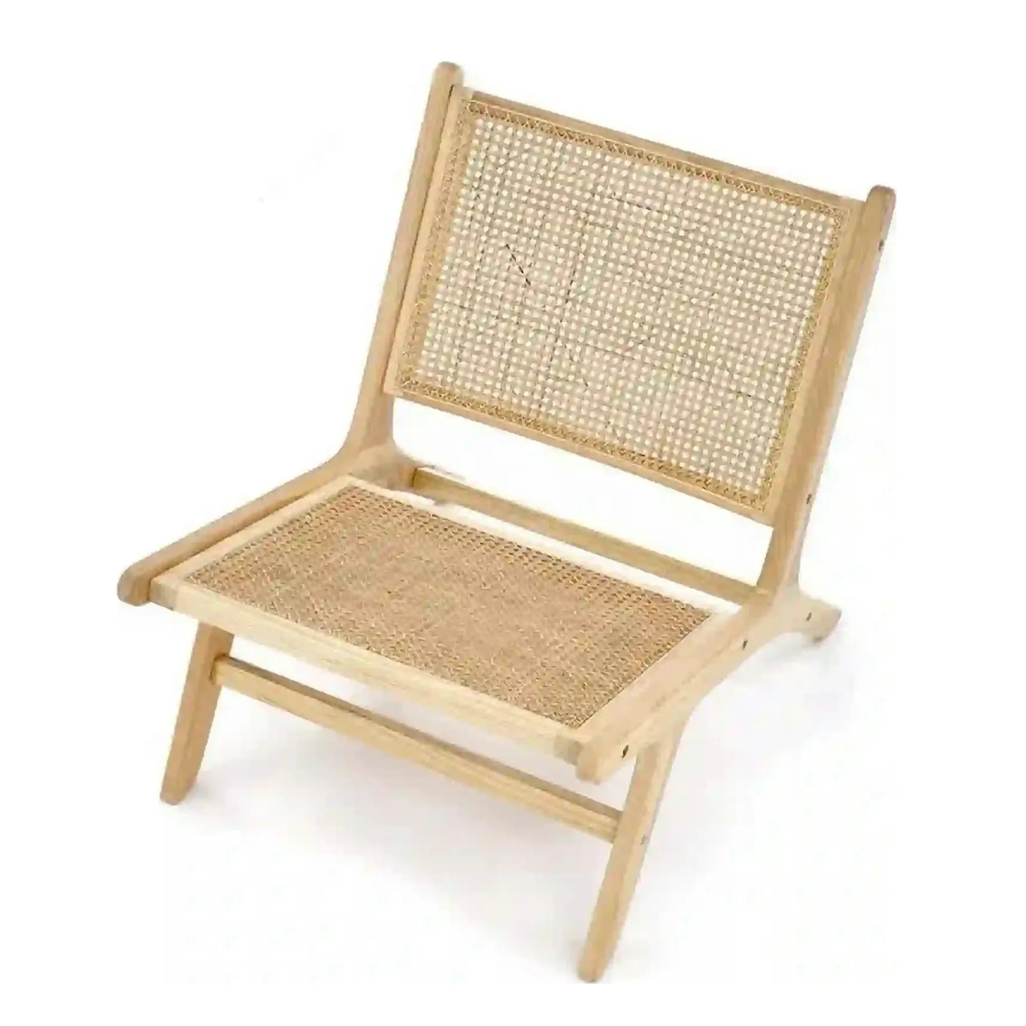 Scaun de gradina FODEN 2, stejar deschis, ratan natural/lemn, 65x82x74 cm