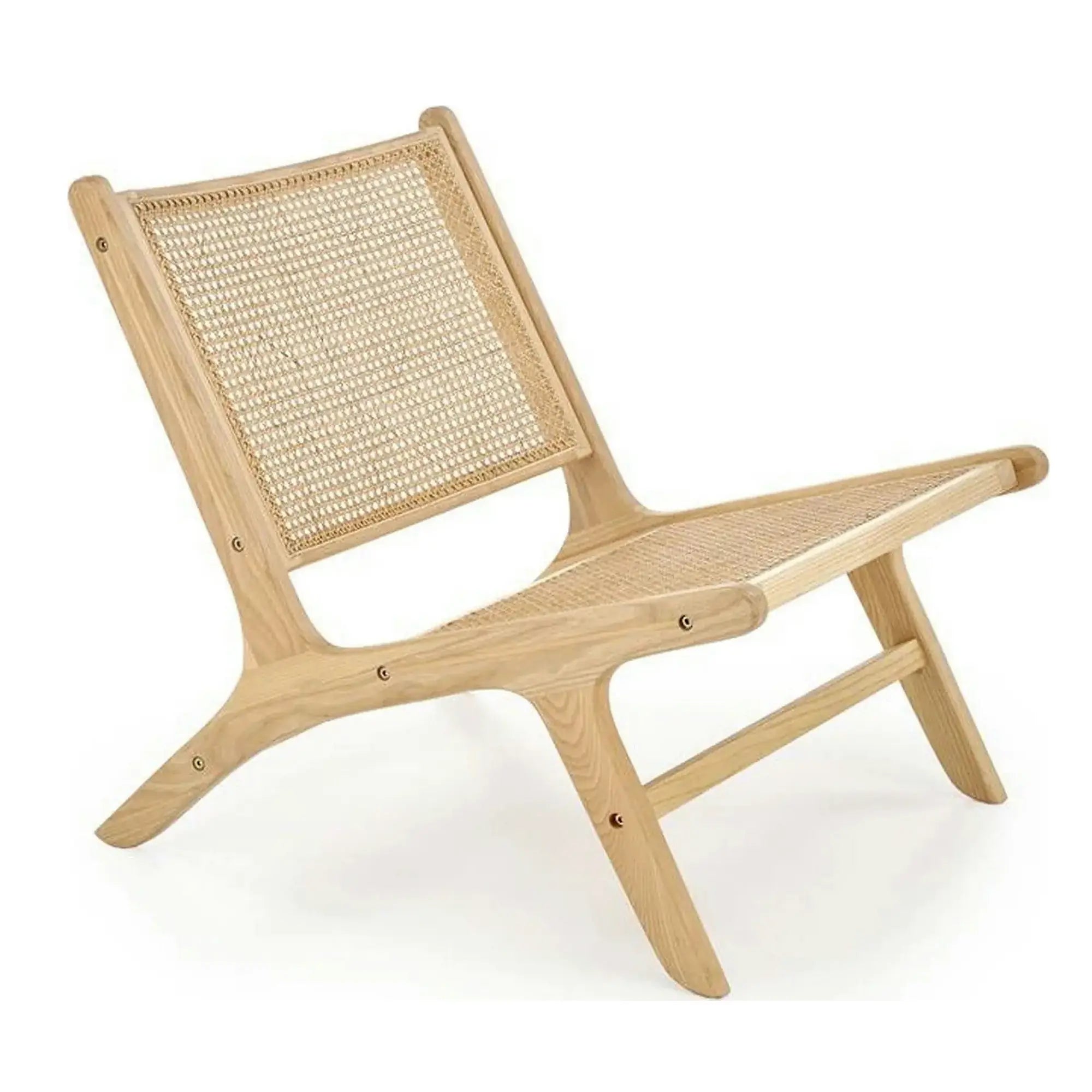 Scaun de gradina FODEN 2, stejar deschis, ratan natural/lemn, 65x82x74 cm