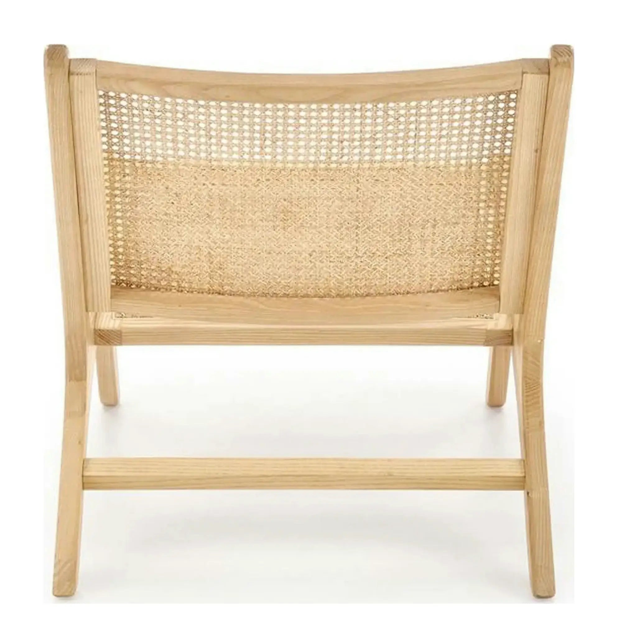 Scaun de gradina FODEN 2, stejar deschis, ratan natural/lemn, 65x82x74 cm