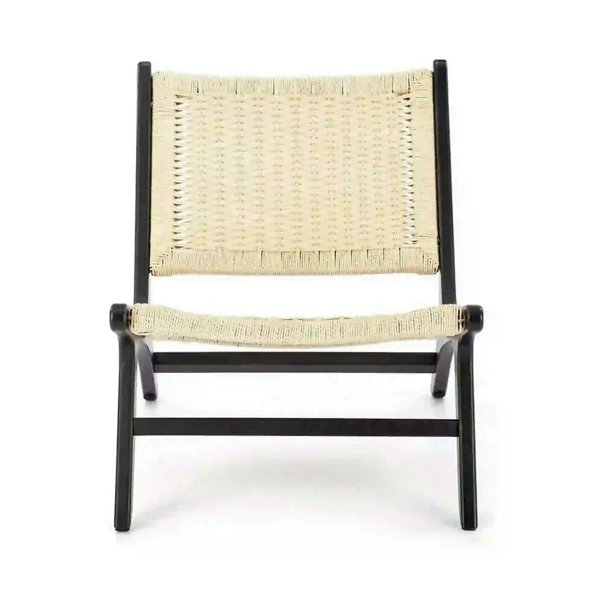 Scaun de gradina FODEN, bej deschis/negru, rattan natural/lemn, 65x74x84 cm