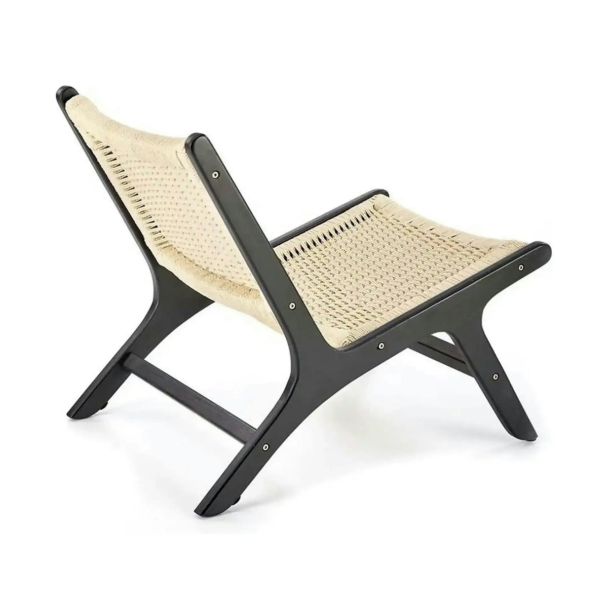 Scaun de gradina FODEN, bej deschis/negru, rattan natural/lemn, 65x74x84 cm
