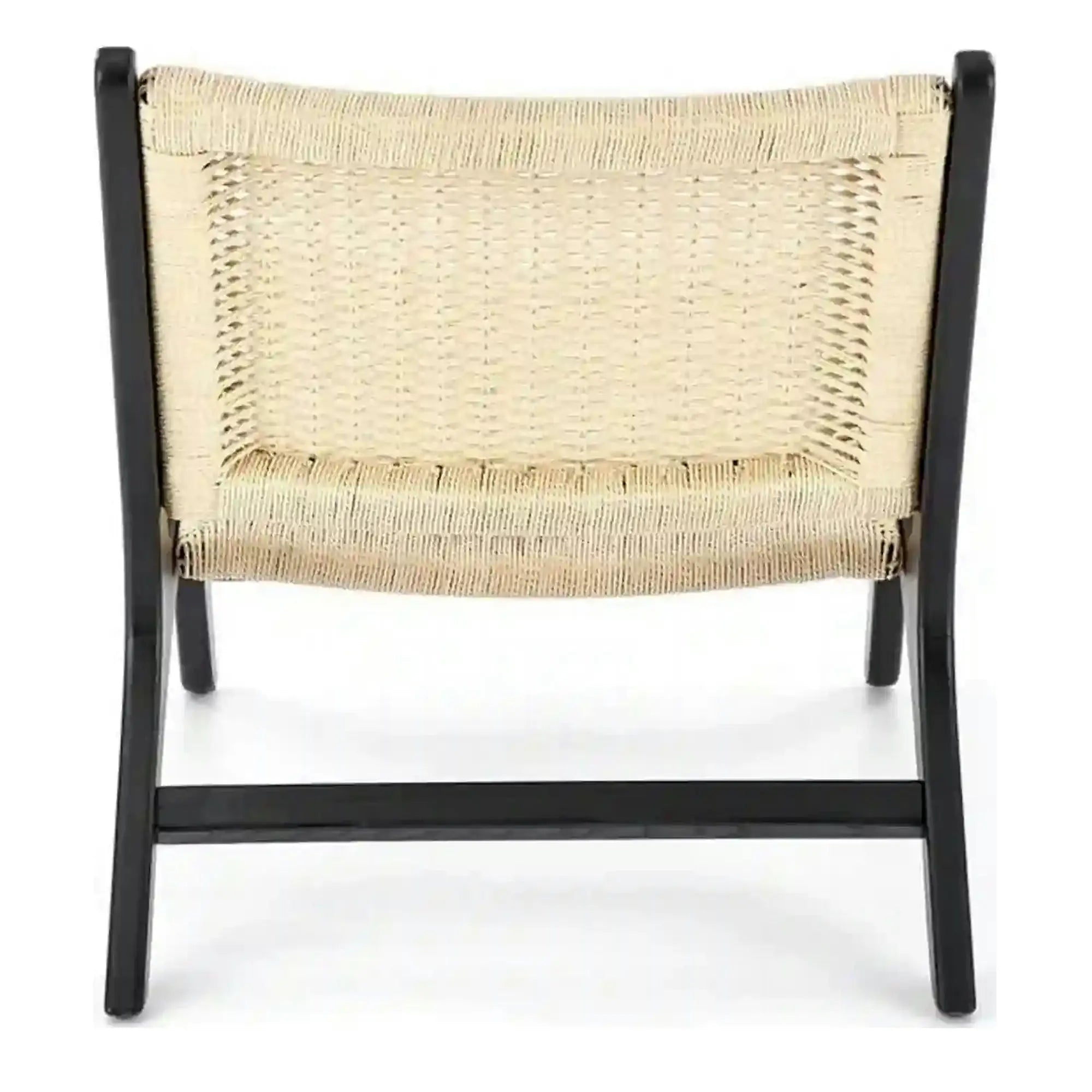 Scaun de gradina FODEN, bej deschis/negru, rattan natural/lemn, 65x74x84 cm