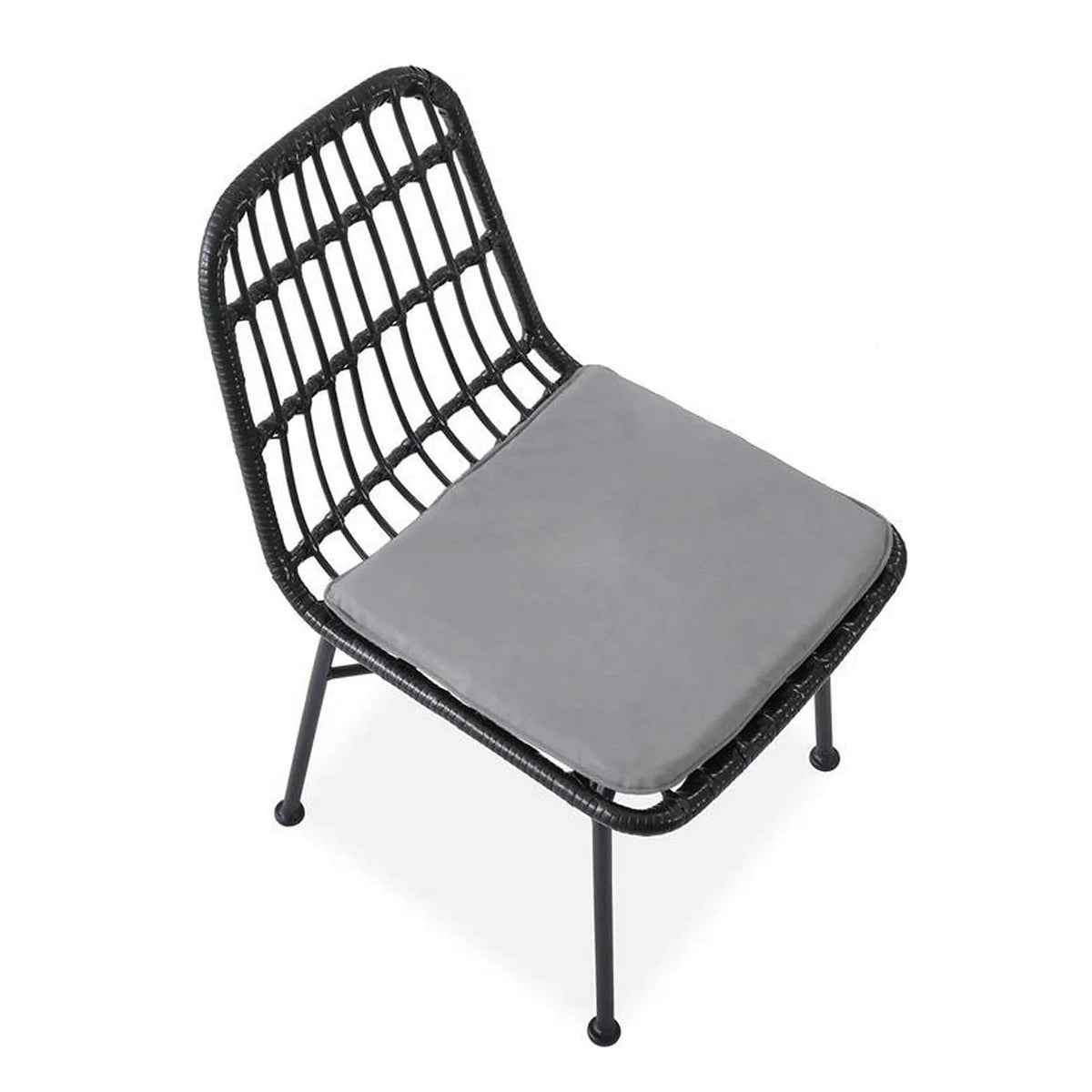Scaun de gradina K401, gri/negru, rattan sintetic/otel, 47x45x85x43 cm