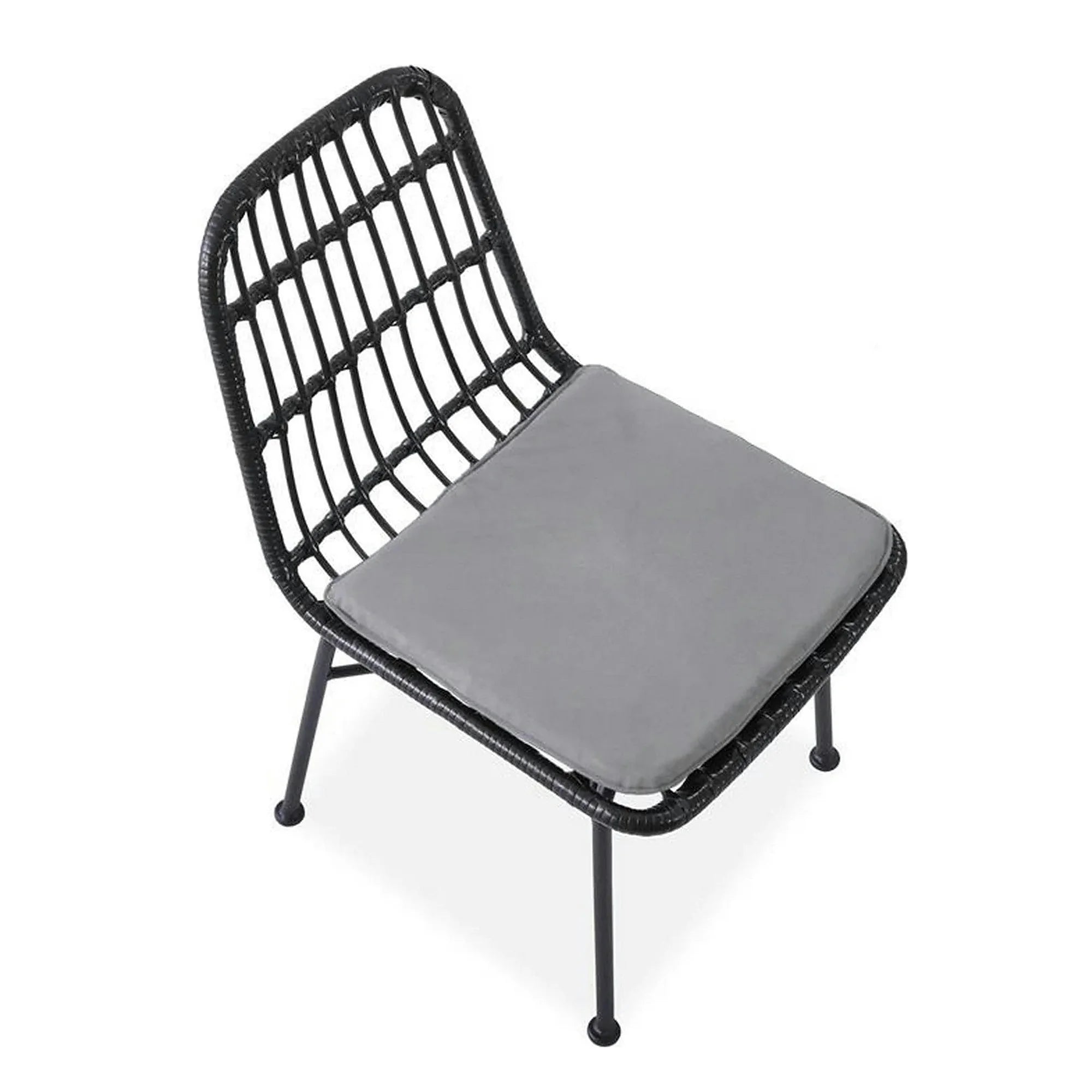 Scaun de gradina K401, gri/negru, rattan sintetic/otel, 47x45x85x43 cm