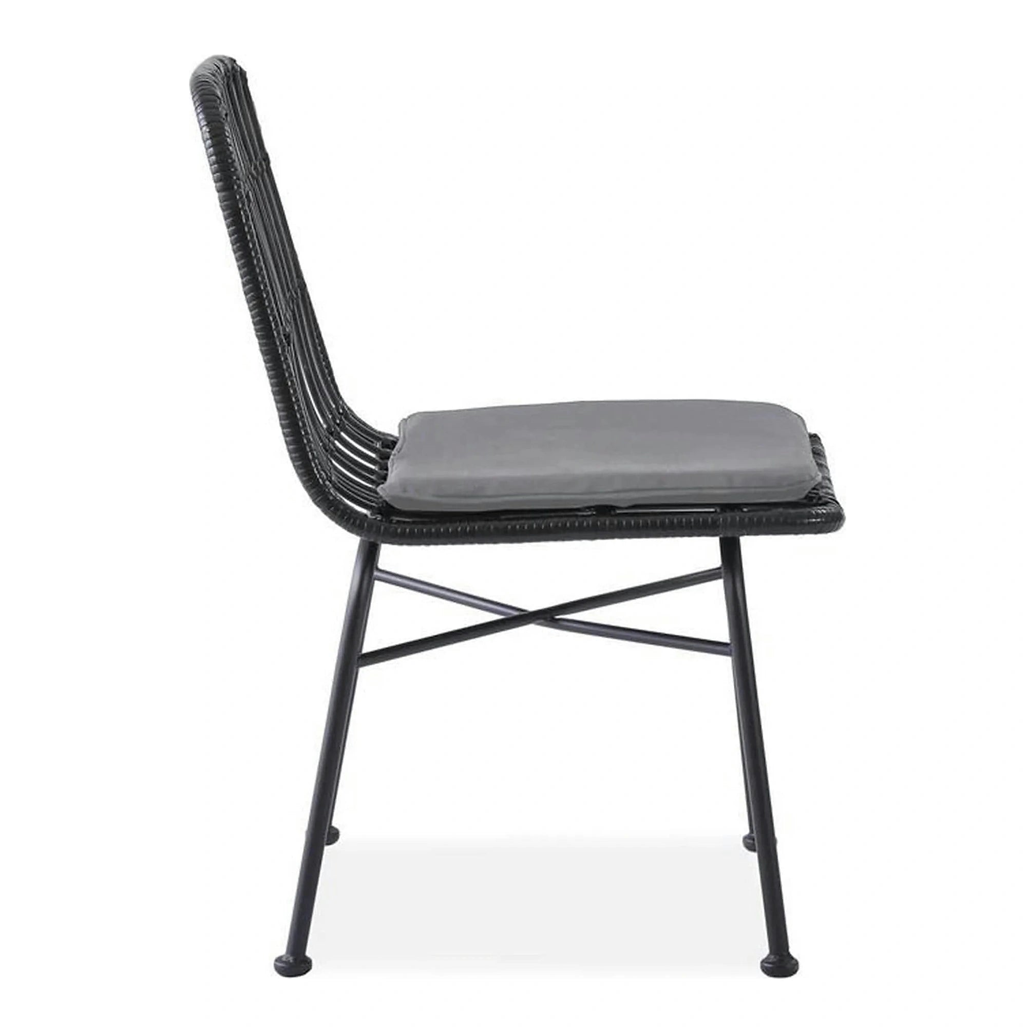 Scaun de gradina K401, gri/negru, rattan sintetic/otel, 47x45x85x43 cm