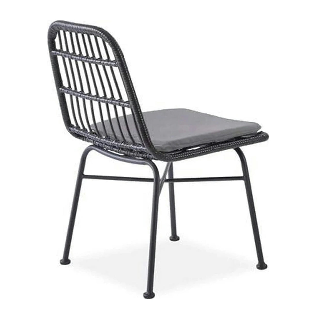 Scaun de gradina K401, gri/negru, rattan sintetic/otel, 47x45x85x43 cm