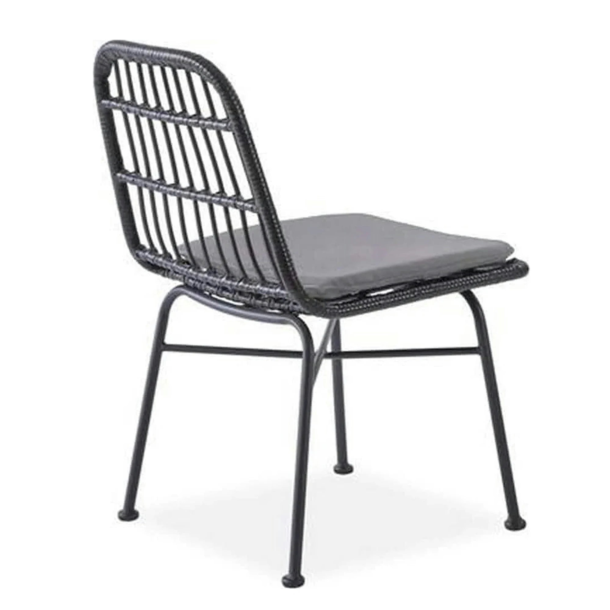 Scaun de gradina K401, gri/negru, rattan sintetic/otel, 47x45x85x43 cm