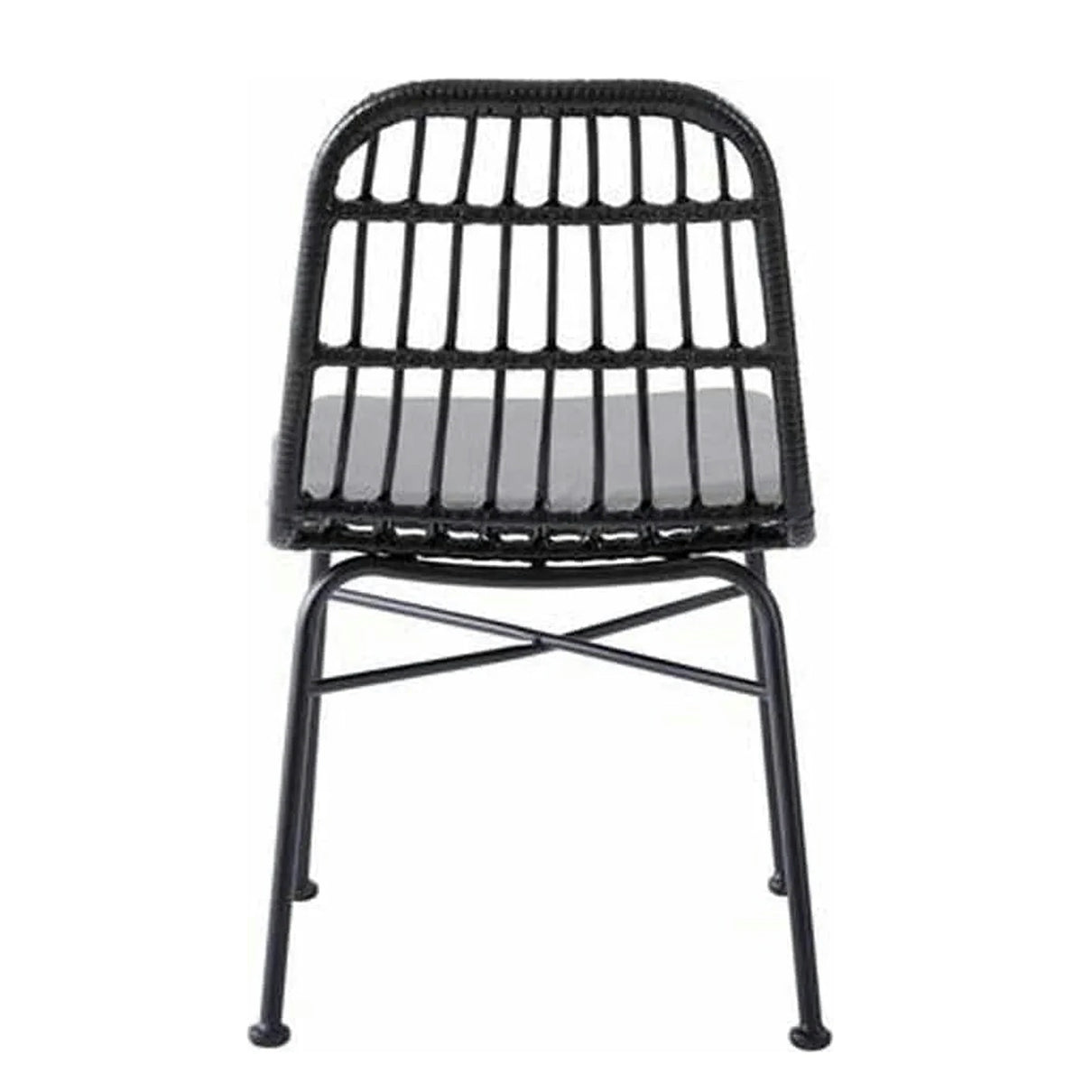 Scaun de gradina K401, gri/negru, rattan sintetic/otel, 47x45x85x43 cm