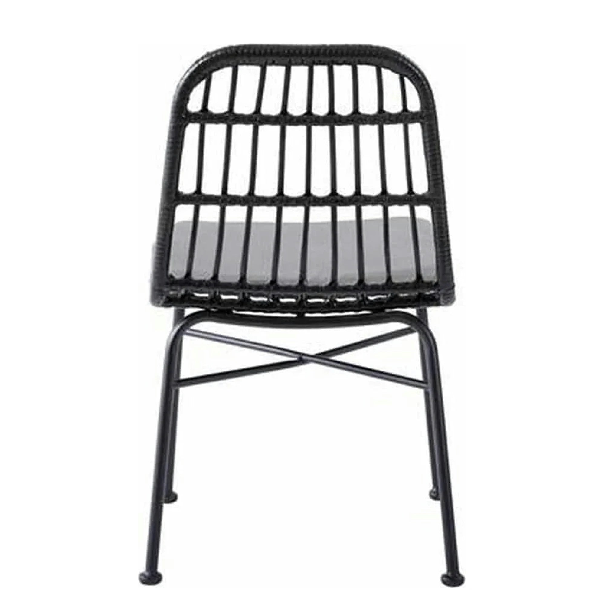 Scaun de gradina K401, gri/negru, rattan sintetic/otel, 47x45x85x43 cm