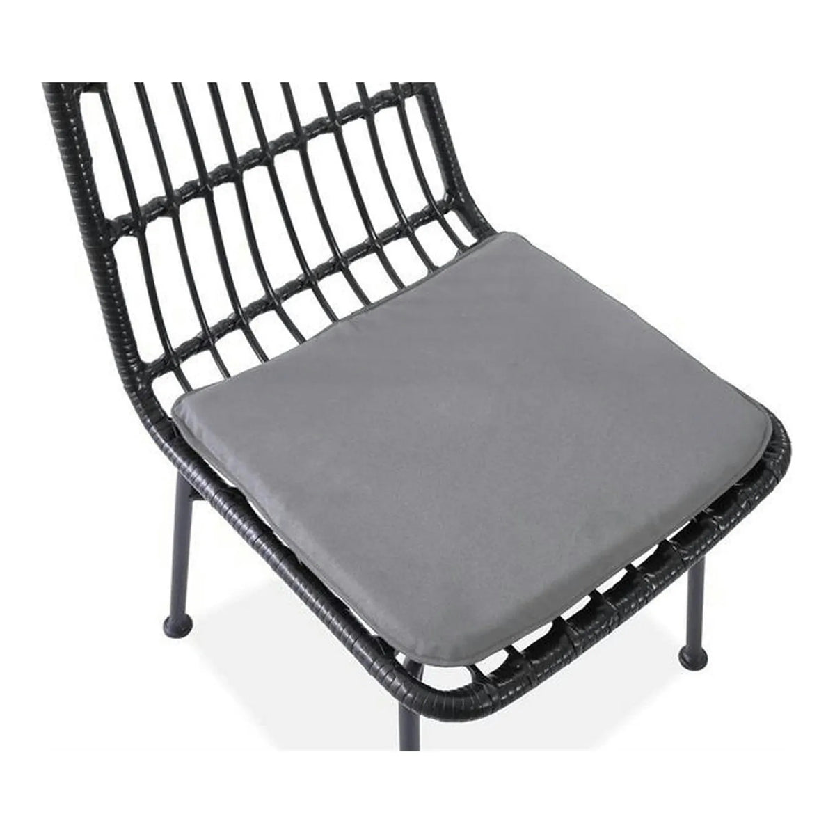 Scaun de gradina K401, gri/negru, rattan sintetic/otel, 47x45x85x43 cm