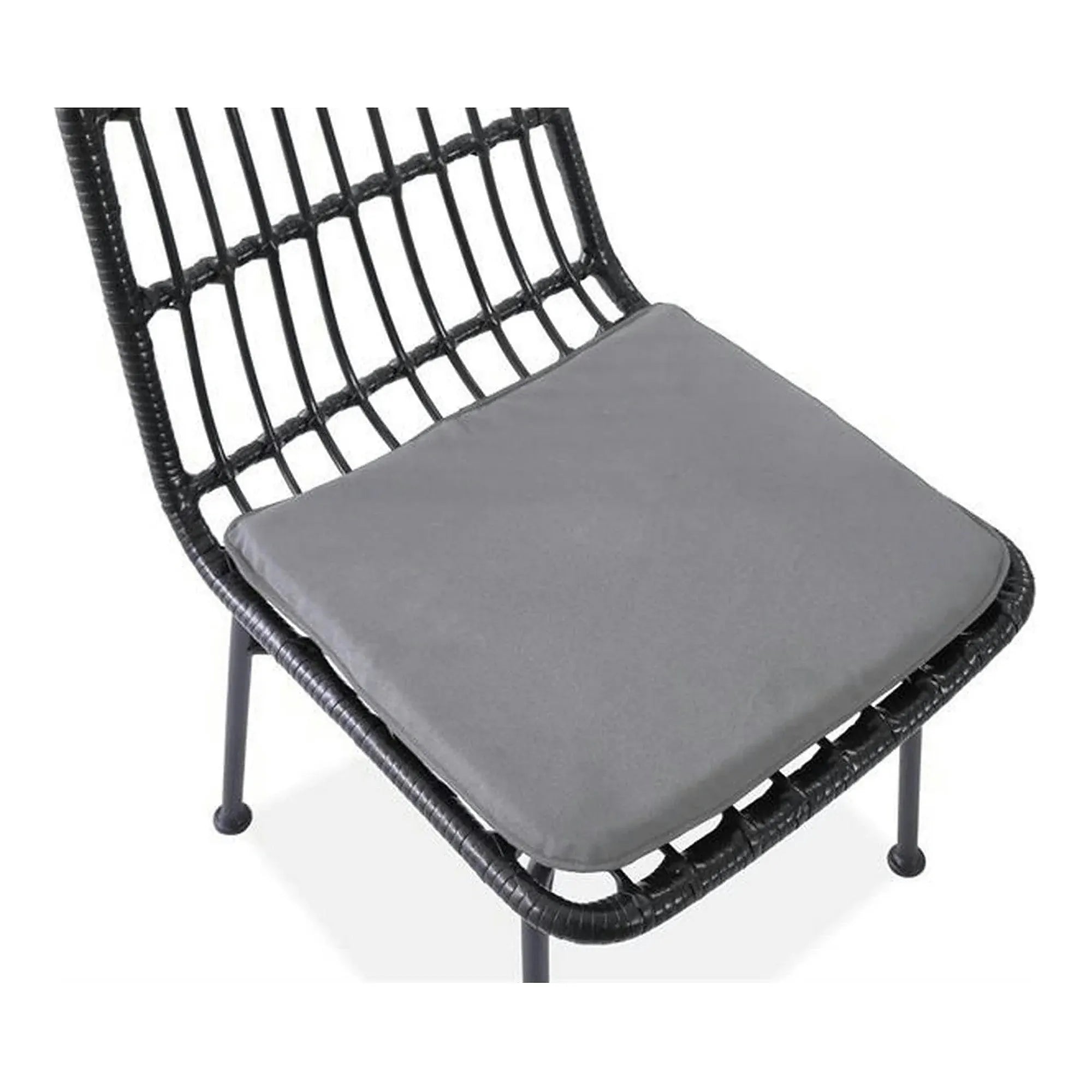 Scaun de gradina K401, gri/negru, rattan sintetic/otel, 47x45x85x43 cm