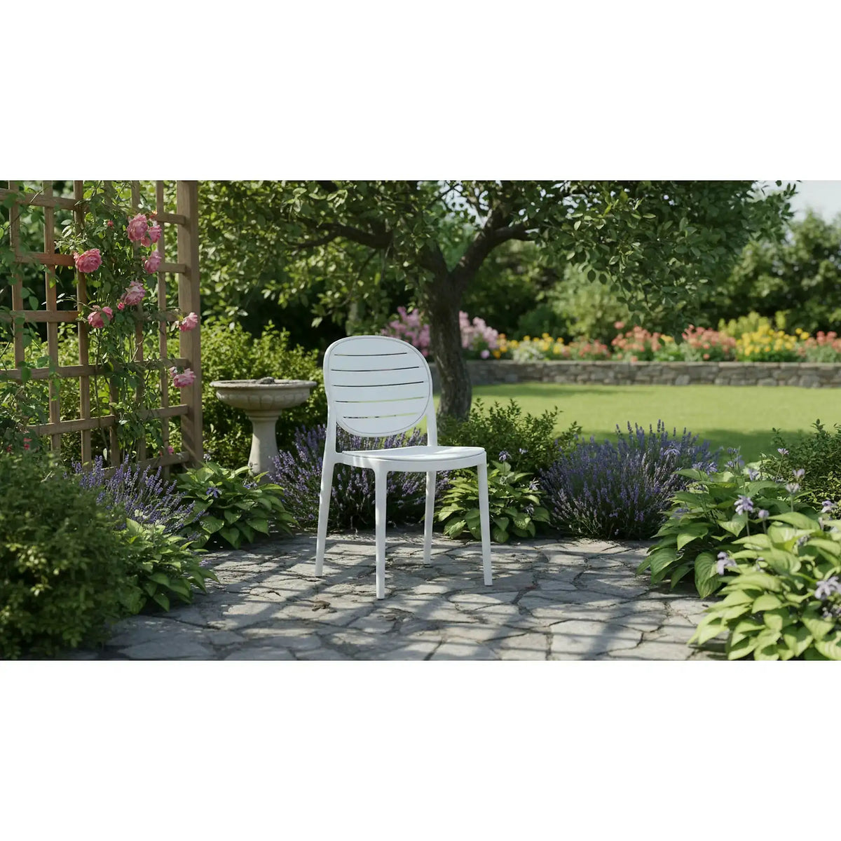 Scaun de gradina K529, alb, polipropilena, 42x51x83 cm