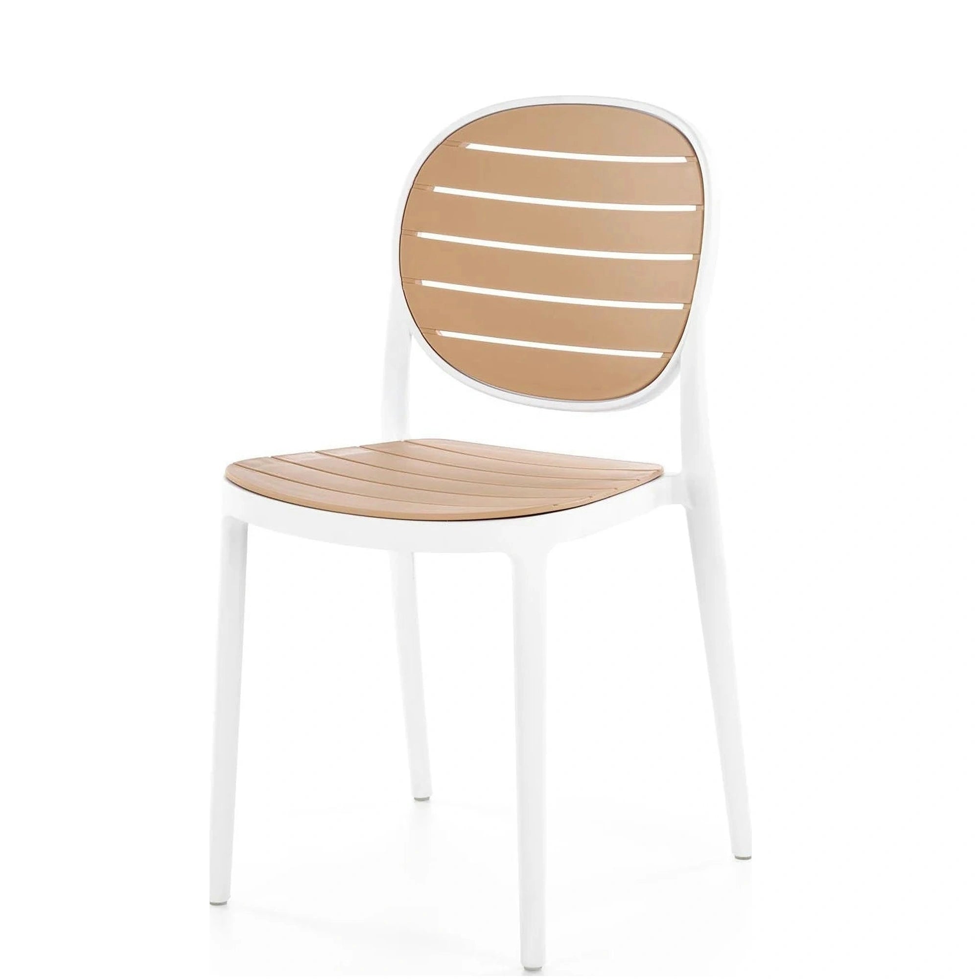 Scaun de gradina K529, stejar/alb, polipropilena, 42x51x83 cm
