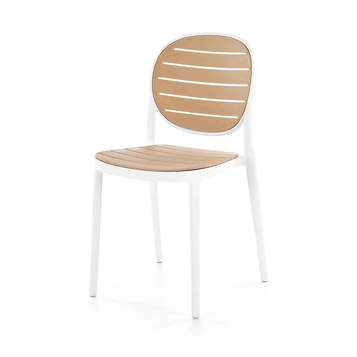 Scaun de gradina K529, stejar/alb, polipropilena, 42x51x83 cm