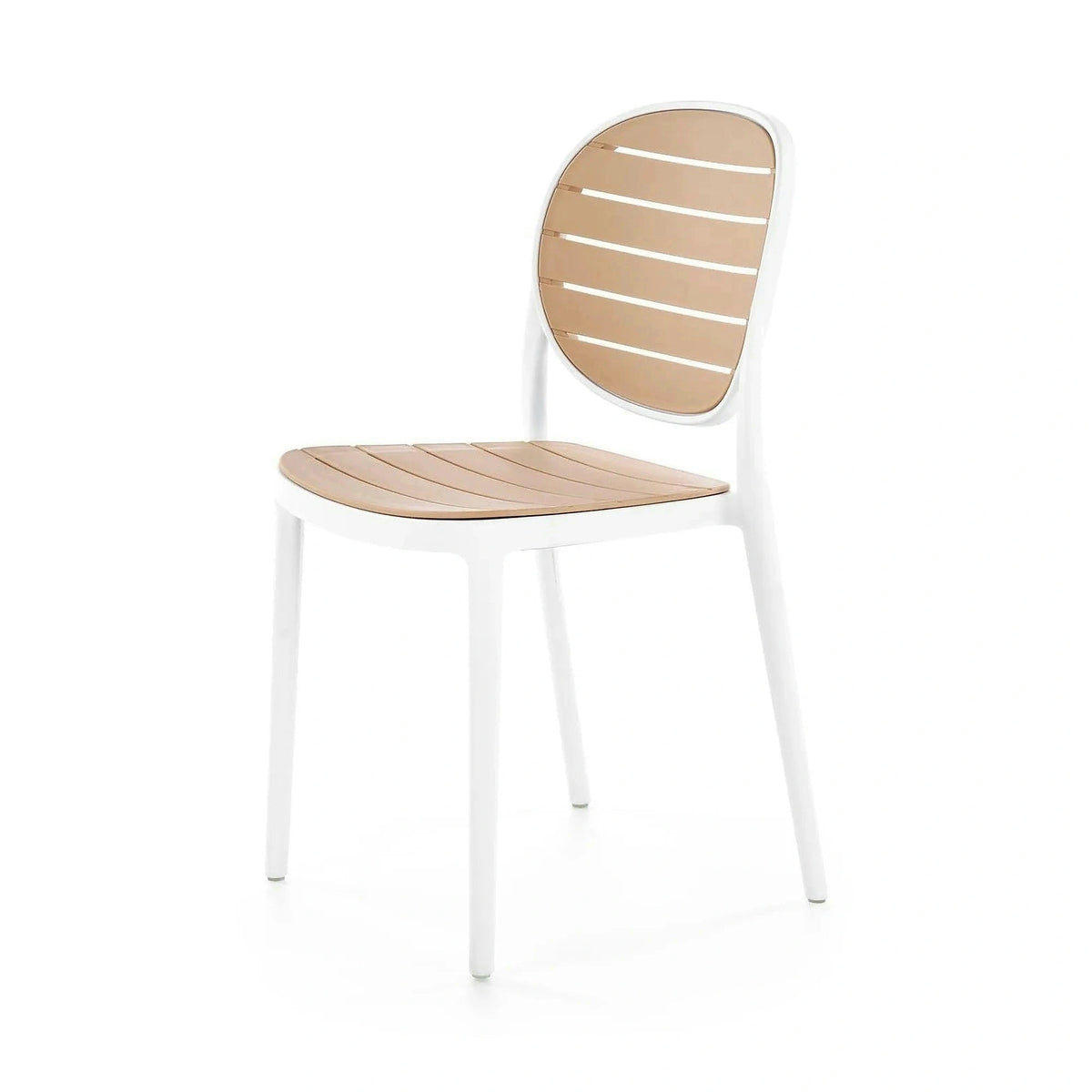 Scaun de gradina K529, stejar/alb, polipropilena, 42x51x83 cm