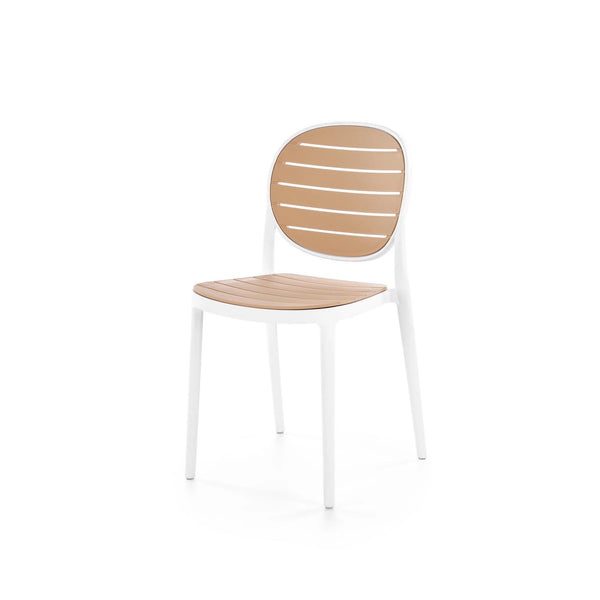 Scaun de gradina K529, stejar/alb, polipropilena, 42x51x83 cm