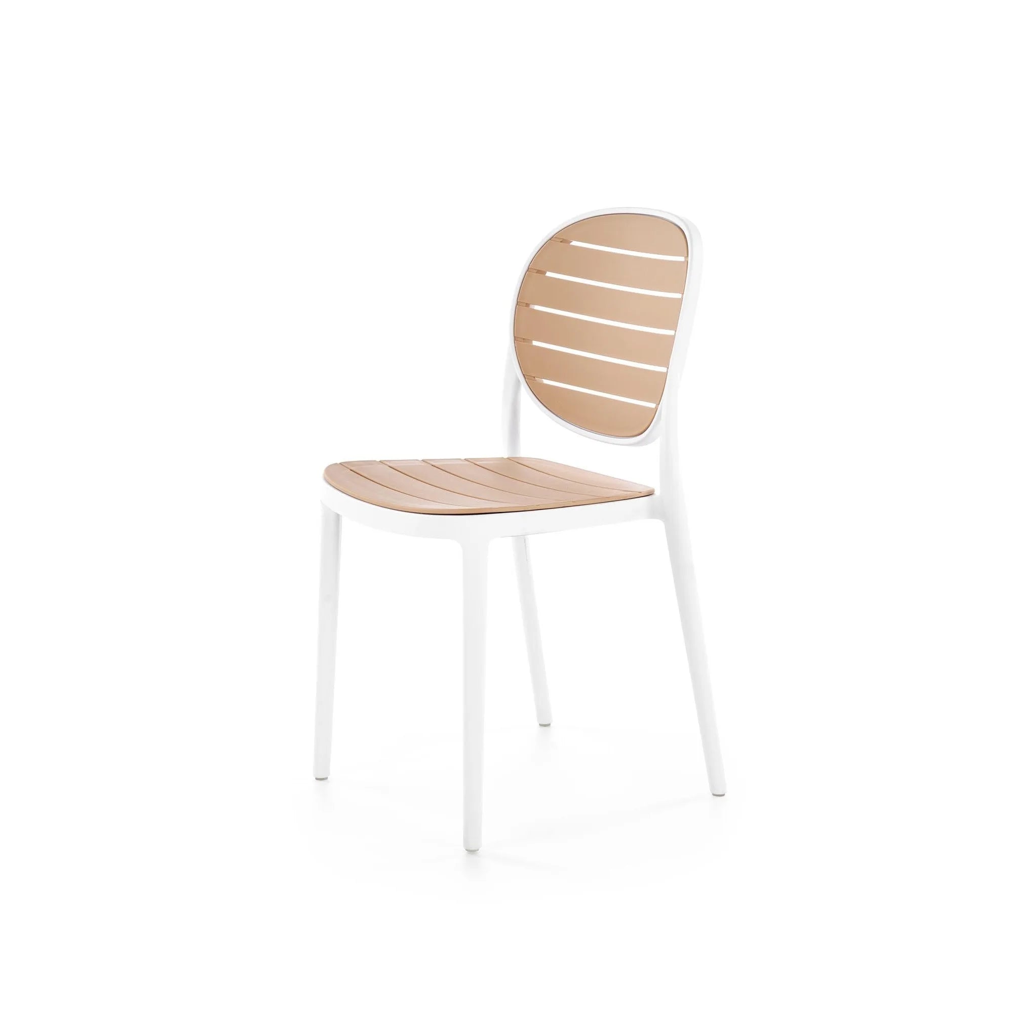 Scaun de gradina K529, stejar/alb, polipropilena, 42x51x83 cm